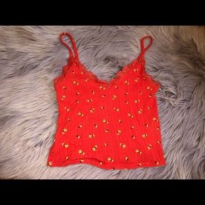 urban outfitters red lace tank